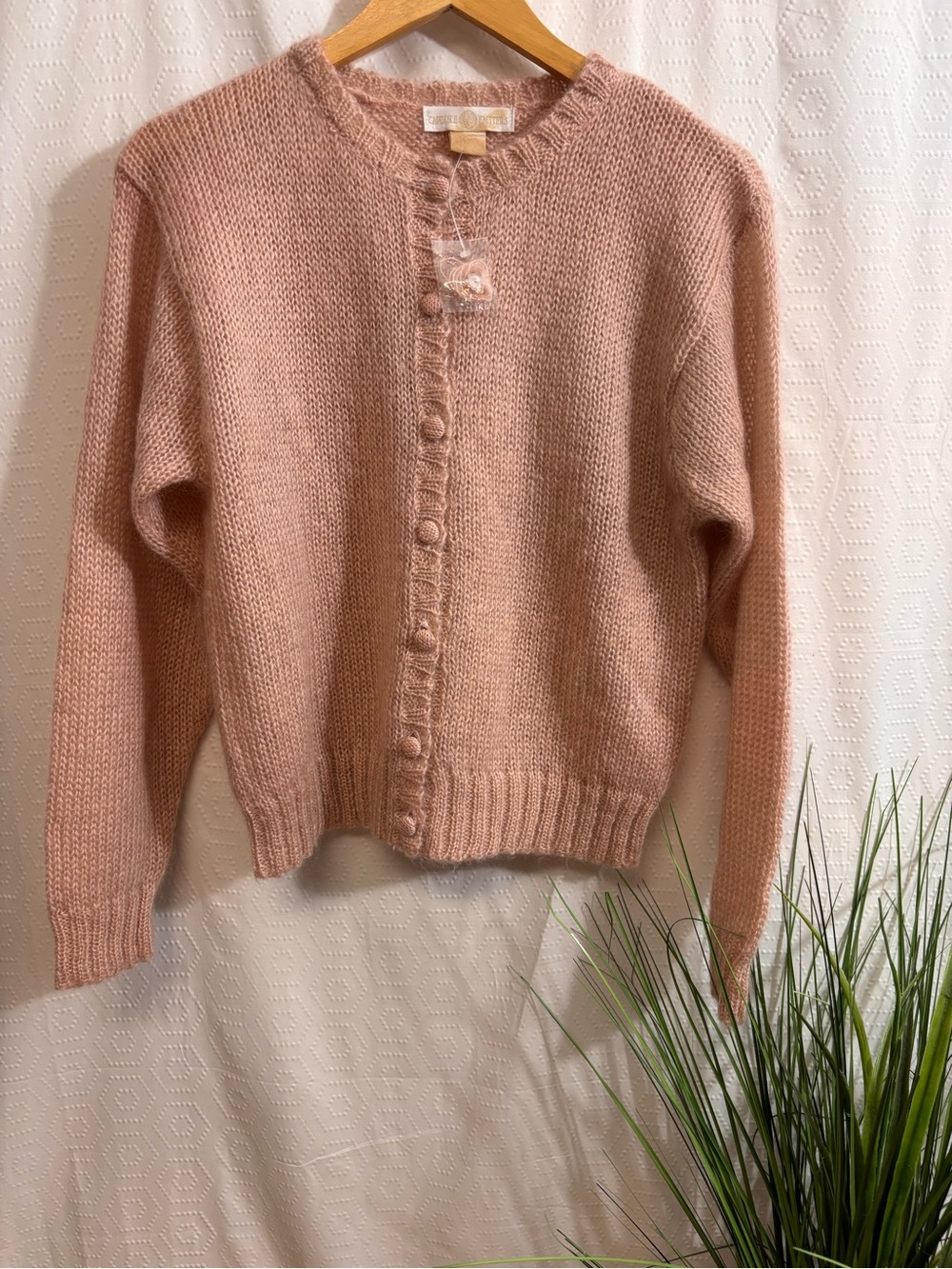 Vintage Pink Knit Button-Up Cardigan